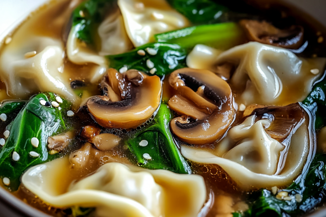 Steamy Potsticker Bliss Soup With Mushrooms Bok Choy Grandmarecipes