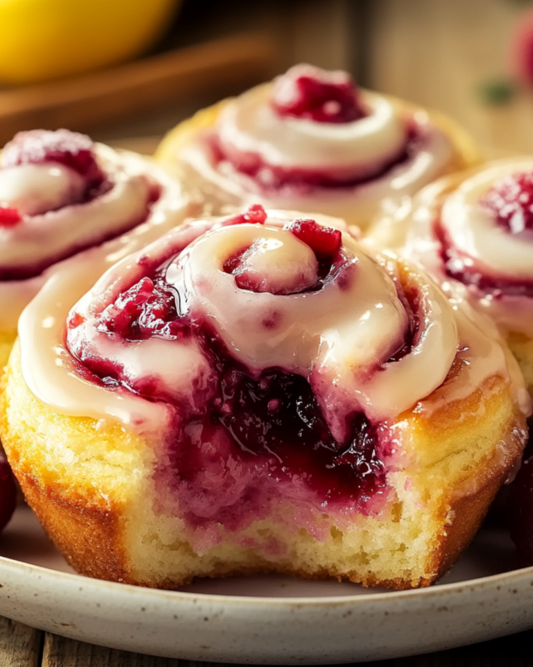 Raspberry Cinnamon Rolls with Lemon Glaze