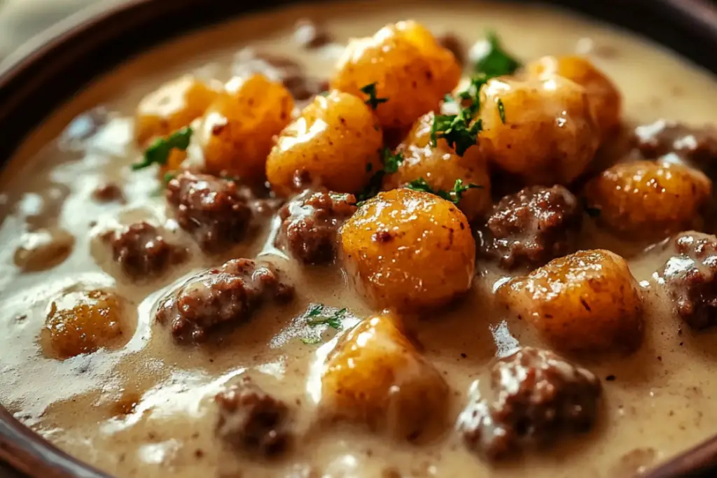 Tater Tot Breakfast Bowl with Sausage Gravy