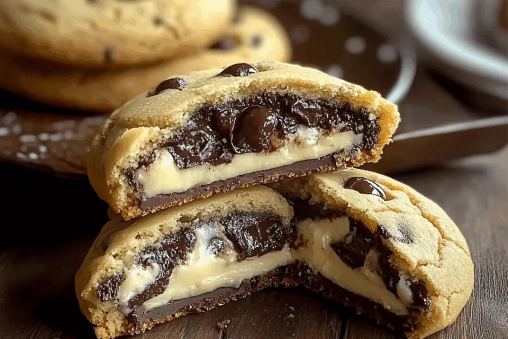 Melty Bliss Bombs: Cheesecake-Stuffed Chocolate Chip Cookies