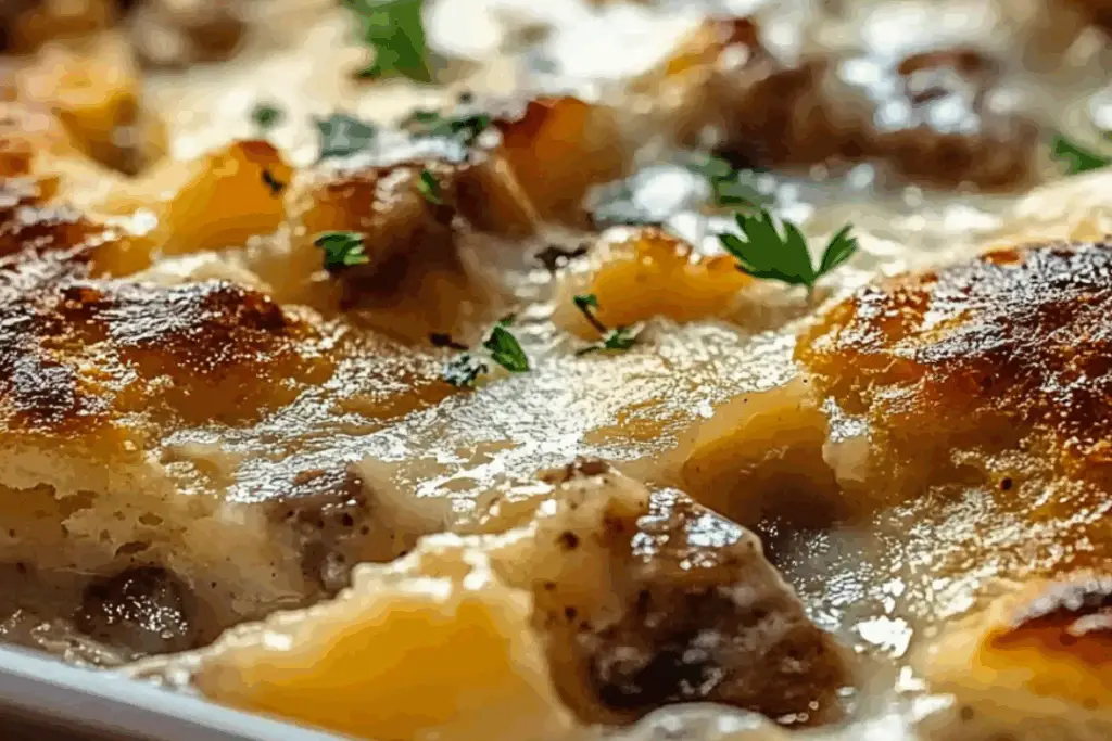 Biscuits Gravy Hashbrown Casserole