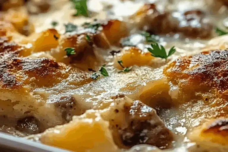 Biscuits Gravy Hashbrown Casserole