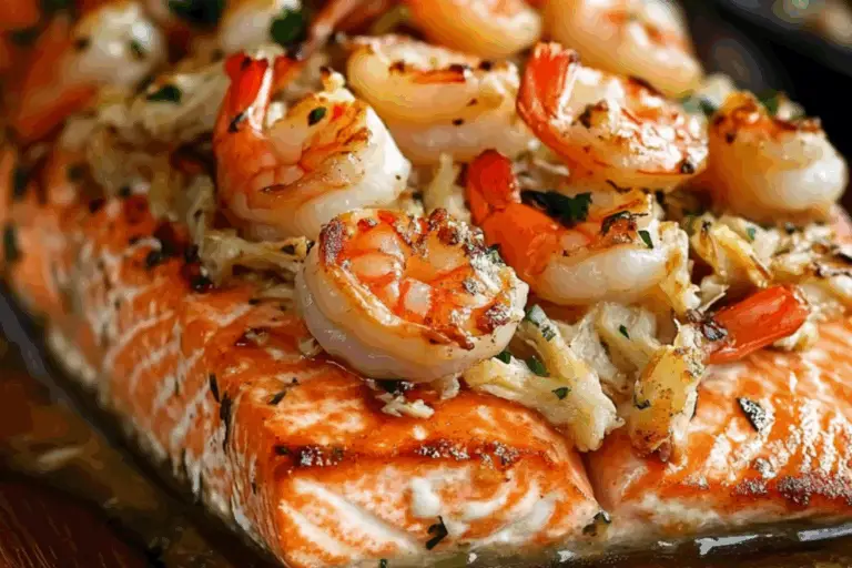 Ocean’s Embrace: Crab & Shrimp Stuffed Salmon Supreme
