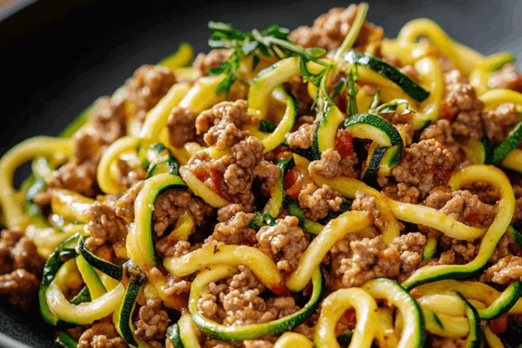Keto Zucchini Noodles with Ground Beef