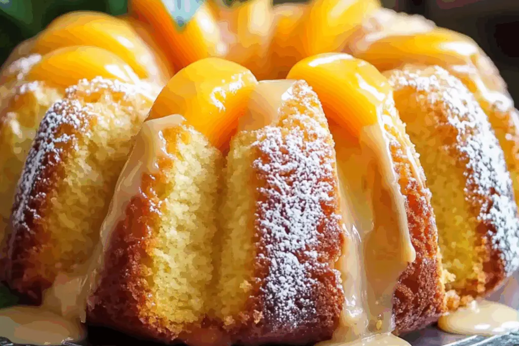 Golden Peach Bliss Buttermilk Cake