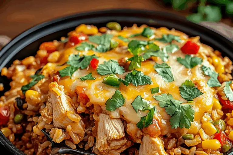 Zesty Fiesta Chicken & Rice Bake