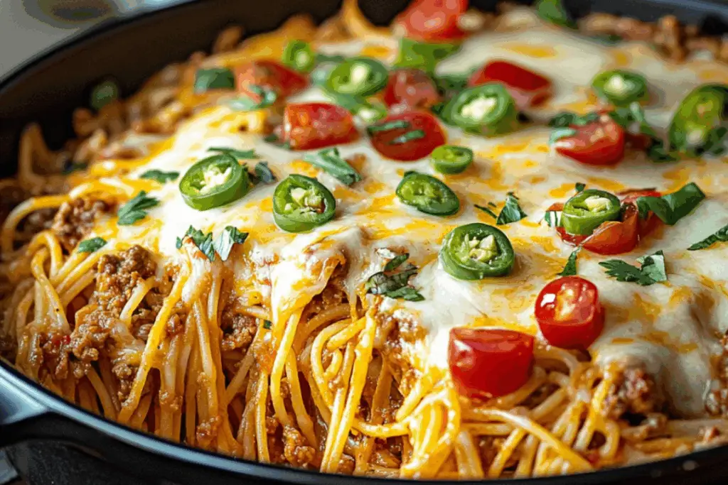 Cheesy Taco Salsa Spaghetti Bake: A Flavor Explosion in Every Bite