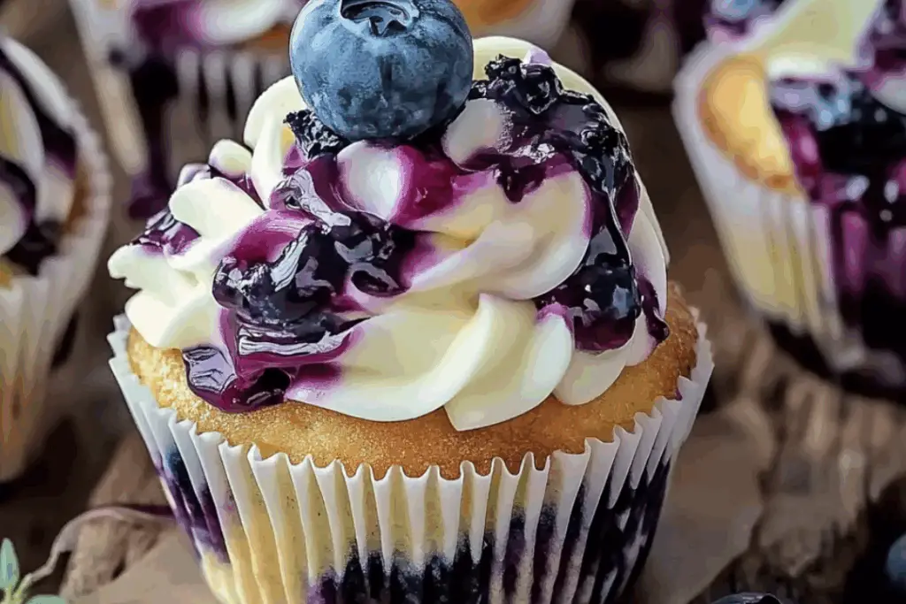 White Chocolate Blueberry Cheesecake Cupcakes
