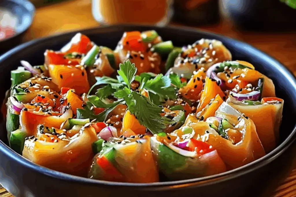 Fresh Veggie Spring Rolls with Peanut Dipping Sauce