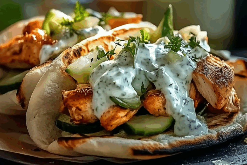 Greek Chicken Gyros with Cucumber Tzatziki
