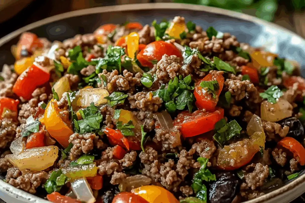 Mediterranean Ground Beef Stir Fry