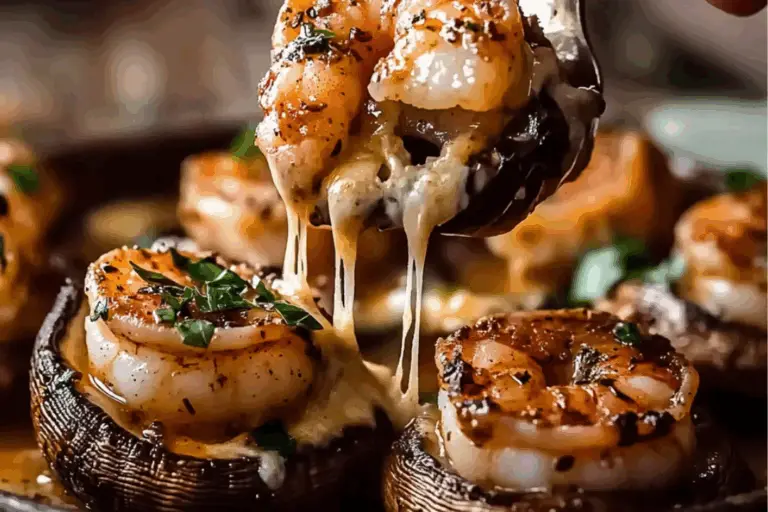 Cajun Shrimp-Stuffed Mushrooms with Cheese Pull