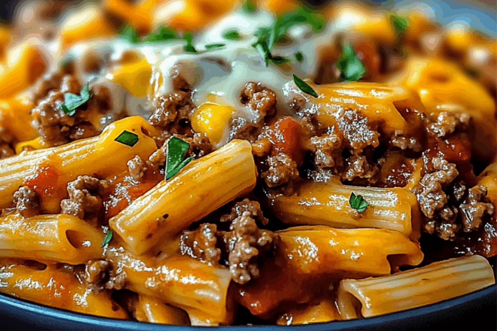Cheesy Sloppy Cheeseburger Pasta Delight