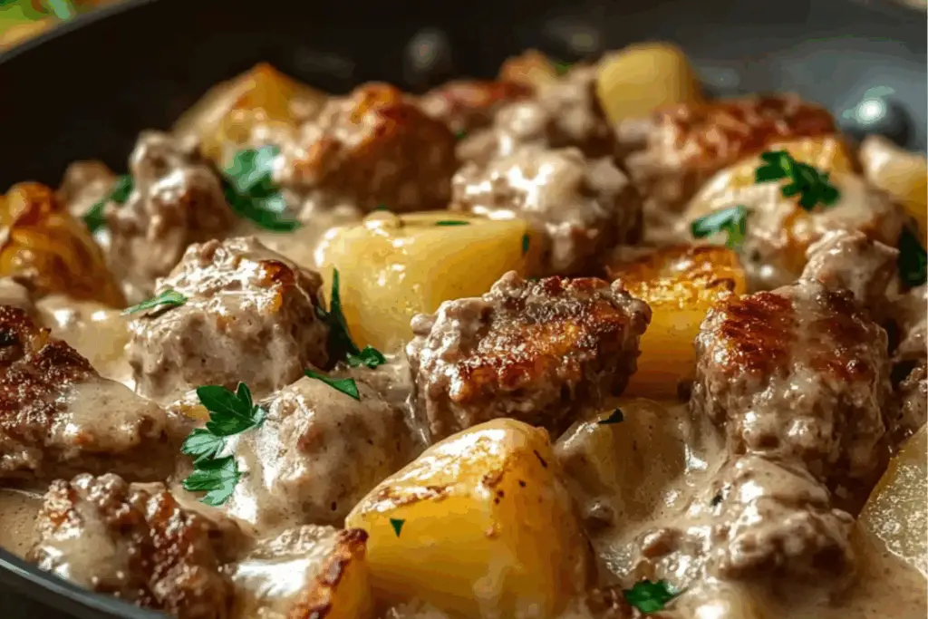 One-Pan Creamy Meat & Potato Skillet: A Cozy Comfort Meal