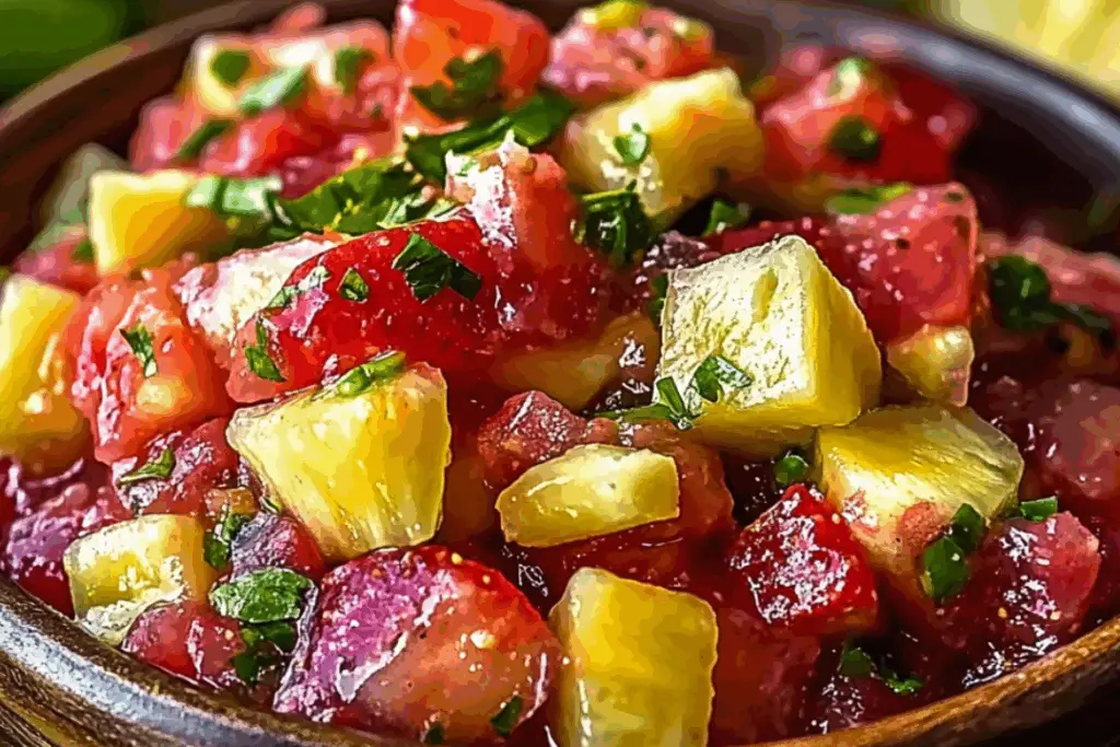 Juicy Sunset Strawberry Pineapple Salsa