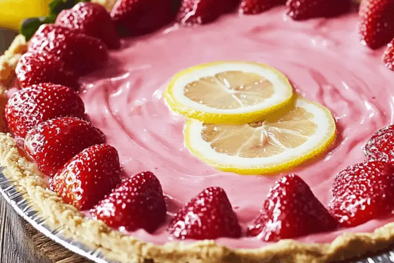 No Bake Strawberry Lemonade Pie