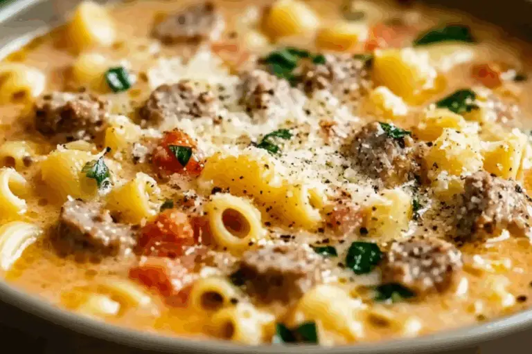 Creamy Parmesan Italian Sausage Ditalini Soup