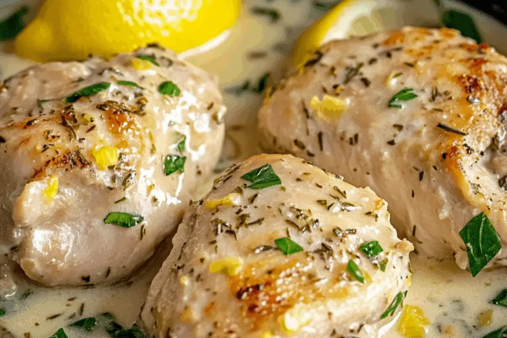 Slow Cooker Creamy Lemon Herb Chicken