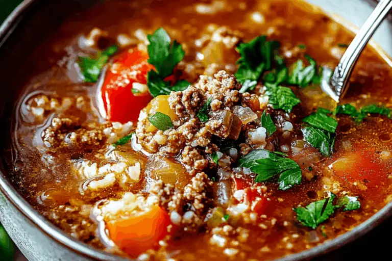 Cozy Pot of Comfort: Ground Beef & Pepper Rice Soup