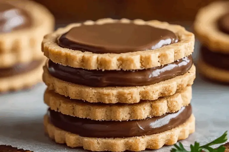 Hazelnut Shortbread Sandwich Cookies with Milk Chocolate Ganache