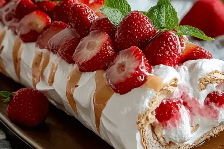 Whipped Bliss: Strawberry Pavlova Roulade That Melts in Your Mouth