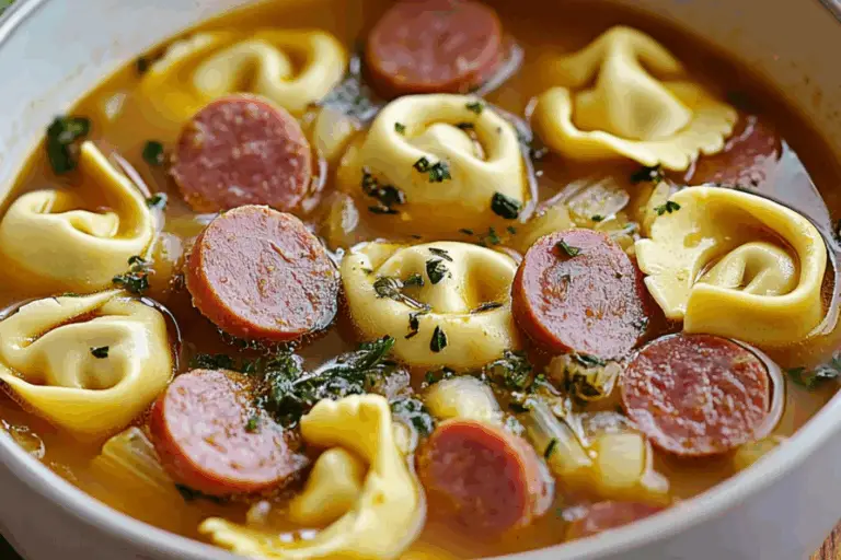 Cheese Tortellini Soup with Kielbasa
