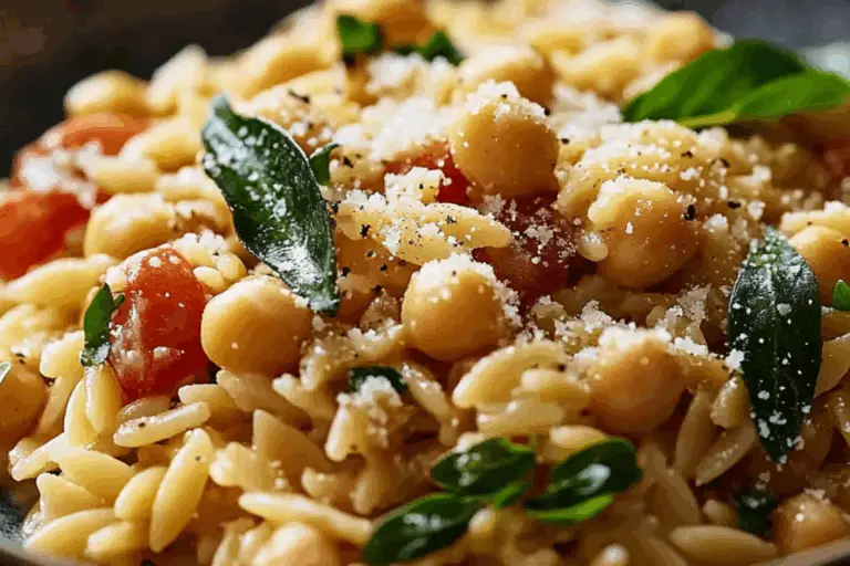 Creamy Tuscan Chickpeas & Orzo