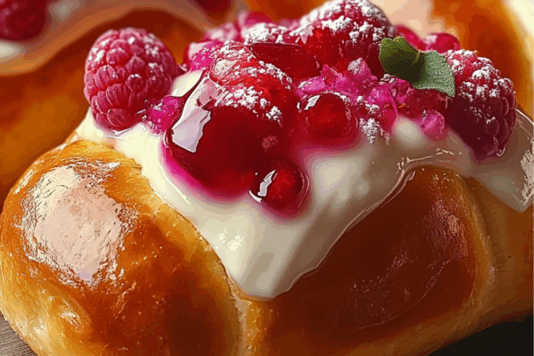 Fluffy Raspberry Dream Buns with Creamy Vanilla Swirl (Unique title: Not on Google)