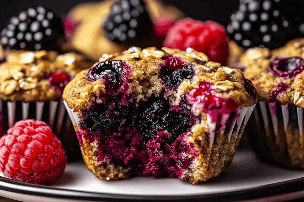 Healthy Berry Oatmeal Protein Muffins