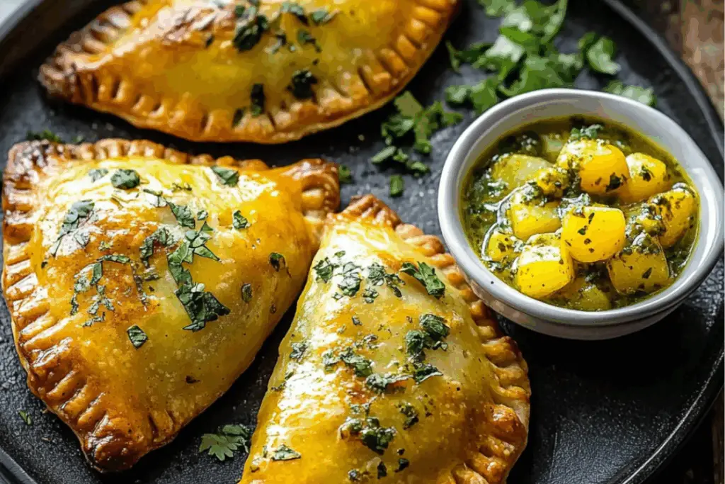 Golden Pockets of Spice: Curried Potato Pasties with Quick Coriander Chutney