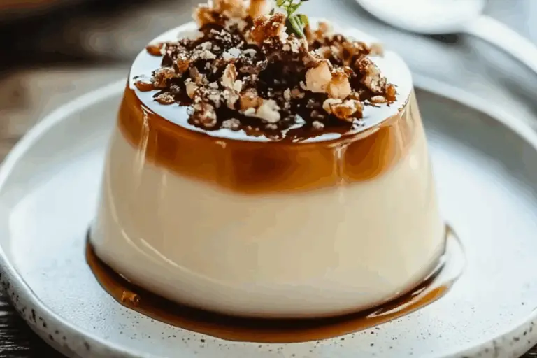 Salted Caramel Panna Cotta with Praline
