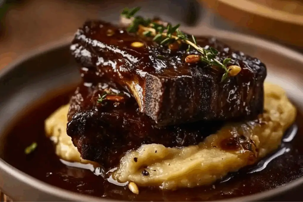 Braised Short Ribs with Red Wine & Garlic Mash