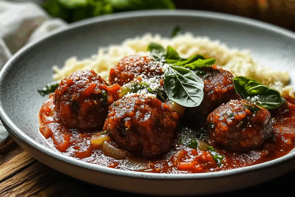 Greek Soutzoukakia (Greek Meatballs in a Spiced Tomato Sauce)