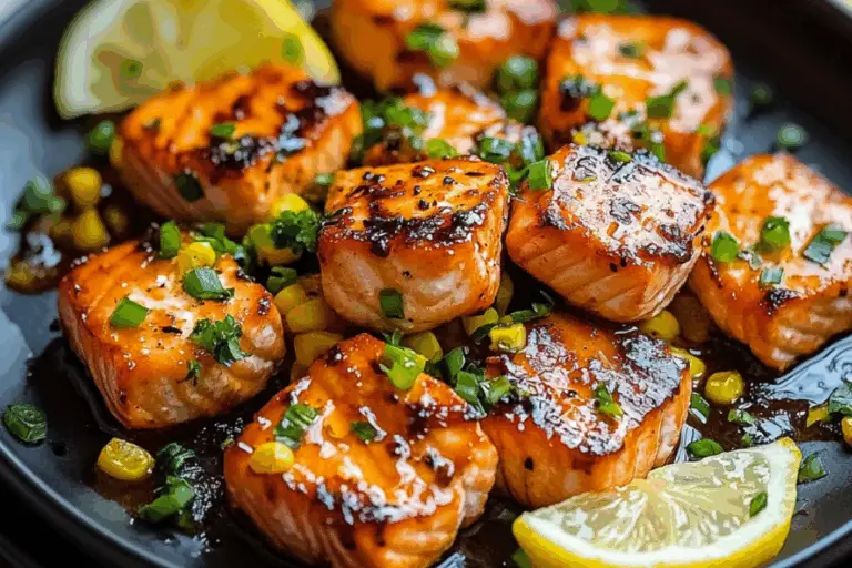 Honey Garlic Lemon Salmon Bites