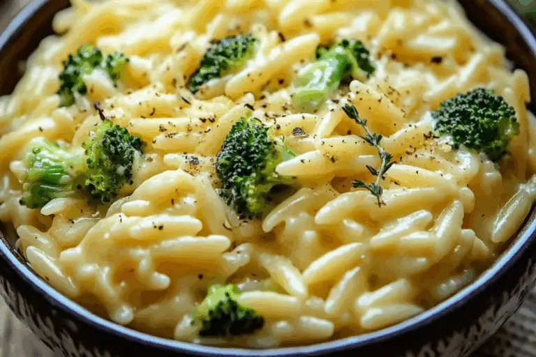 Creamy Broccoli Cheddar Orzo