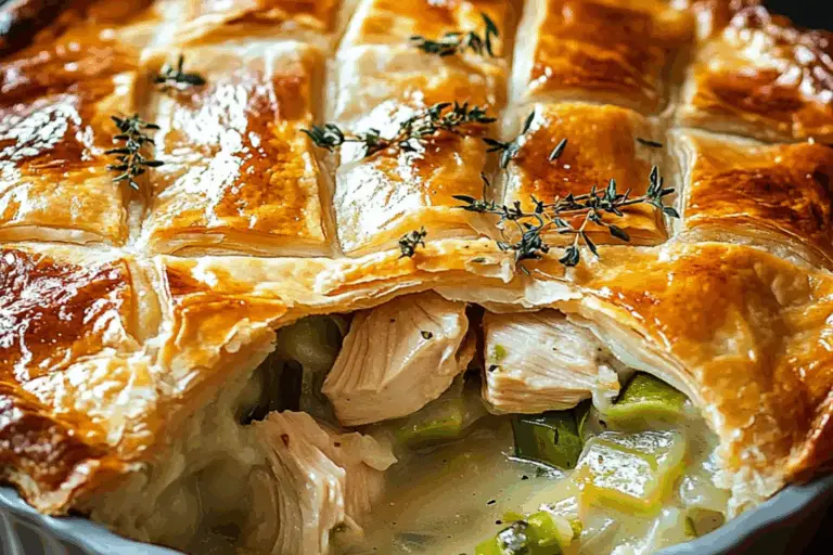 Comforting Chicken and Leek Pie with a Golden Twist