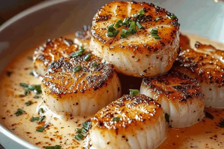Seared Scallops with Spicy Cajun Cream Sauce