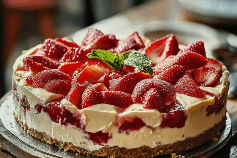 Dreamy White Chocolate Strawberry Cloud Cheesecake