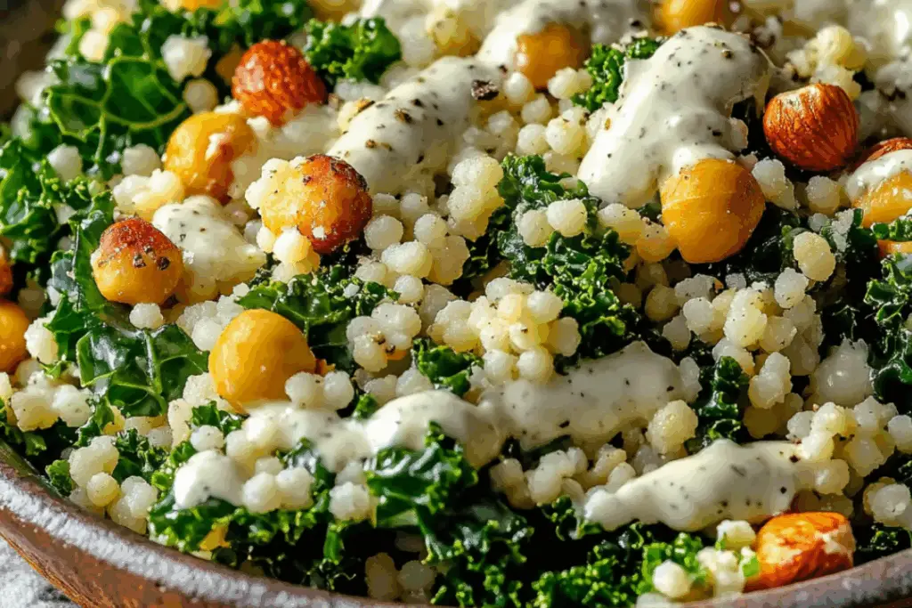 Zesty Kale & Couscous Power Bowl with Dreamy Cashew Drizzle