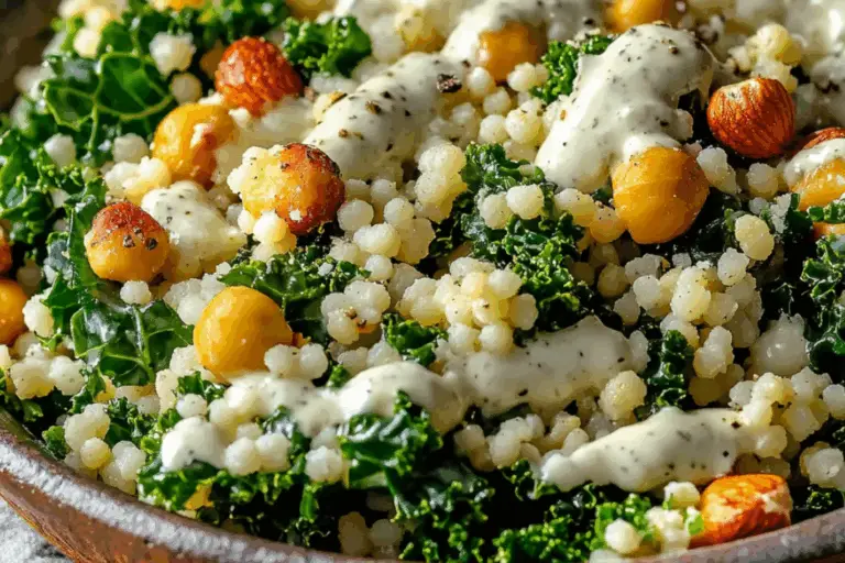 Zesty Kale & Couscous Power Bowl with Dreamy Cashew Drizzle