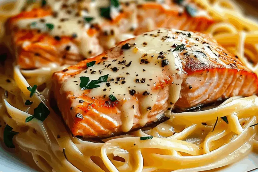 Creamy Garlic Butter Salmon Pasta