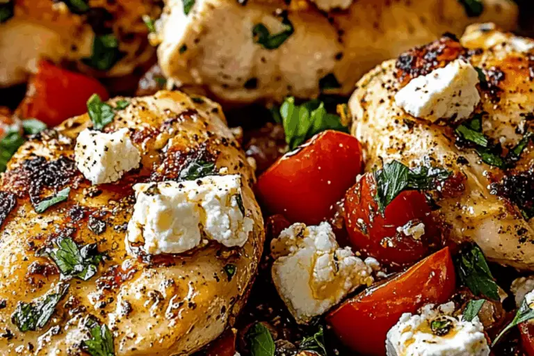 Golden Baked Chicken with Crispy Feta Crumble & Herby Vinaigrette Bliss