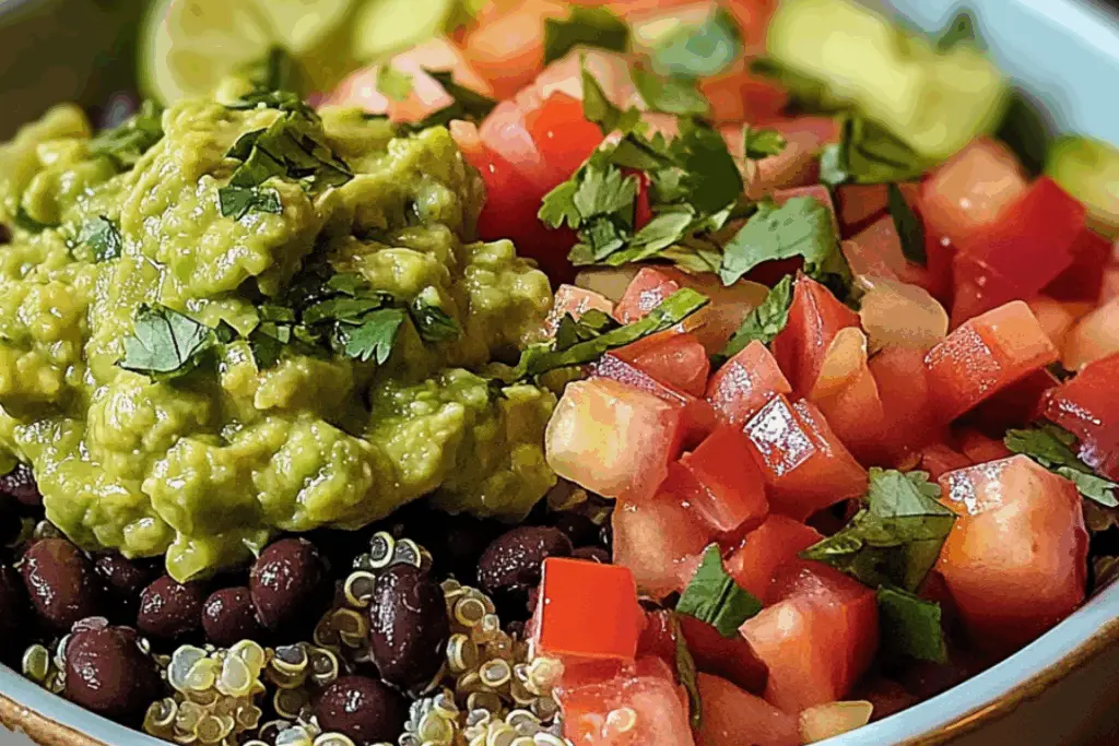 Black Bean & Quinoa Bowl with Guacamole and Veggies
