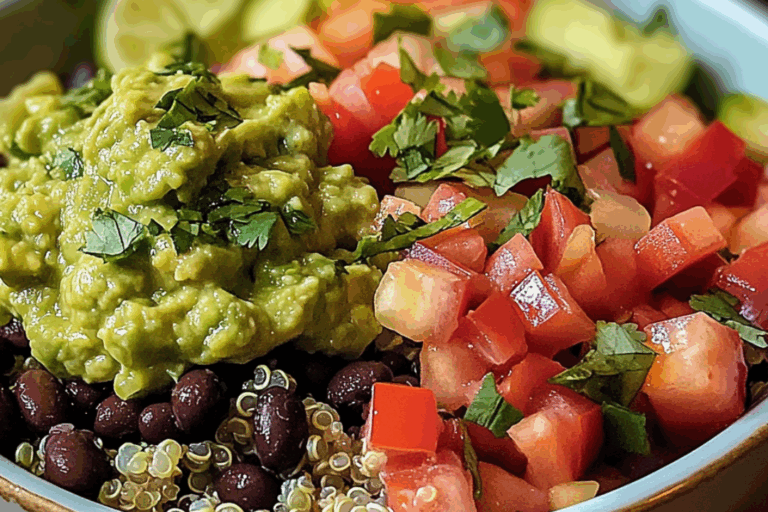 Black Bean & Quinoa Bowl with Guacamole and Veggies