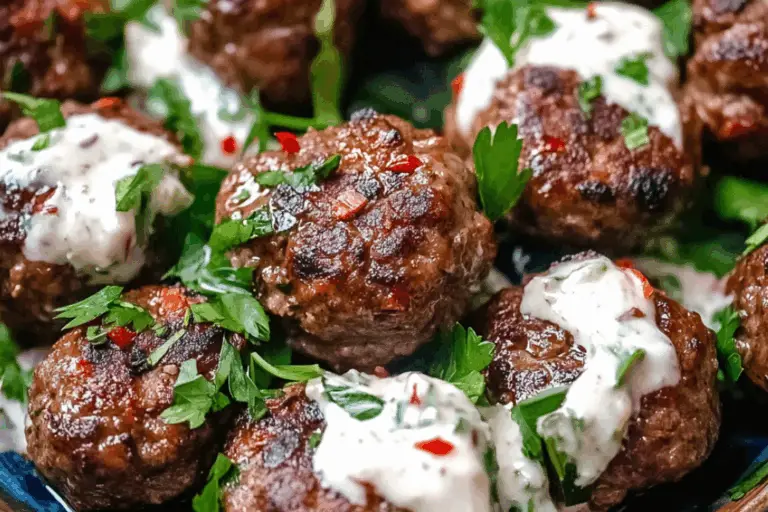 Spicy Beef Armenian Kefta with Tahini & Tzatziki