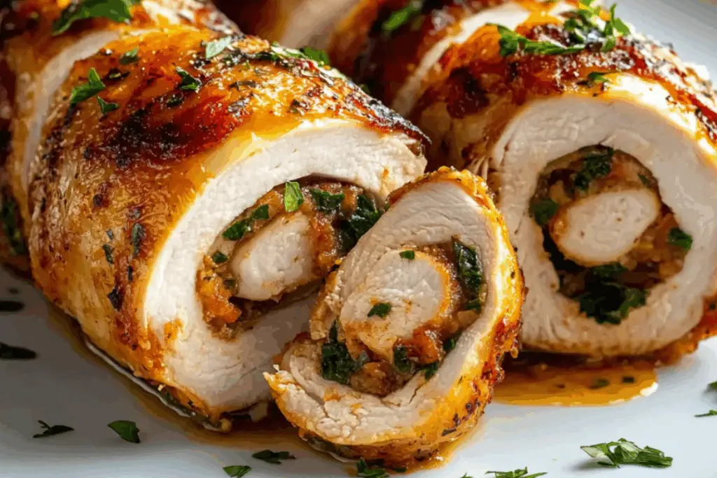 Melt-in-the-Middle Chicken Roulade with Herby Spinach Filling