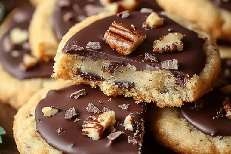 Chocolate Dipped Toffee Pecan Shortbread Cookies