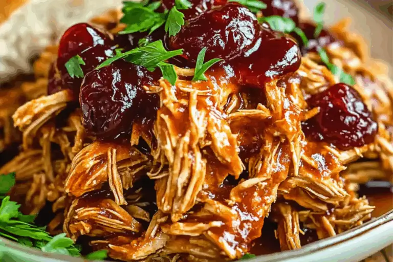 Crockpot Cherry Cola Pulled Chicken