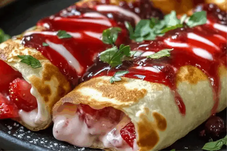 Golden Strawberry Cheesecake Chimichangas