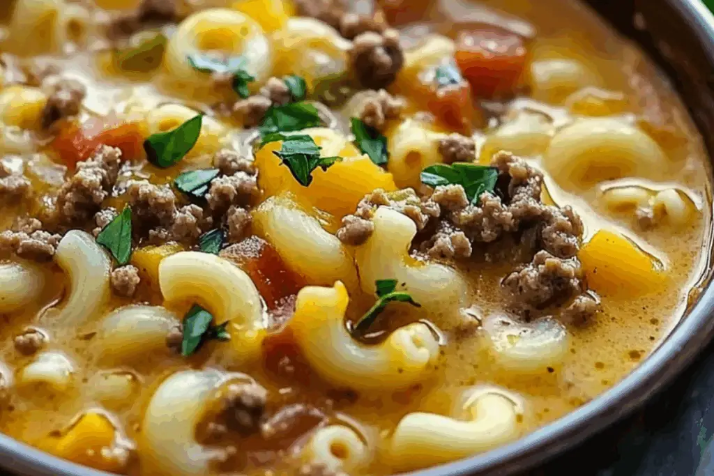Melty Burger Bliss Macaroni Soup (No Velveeta!)